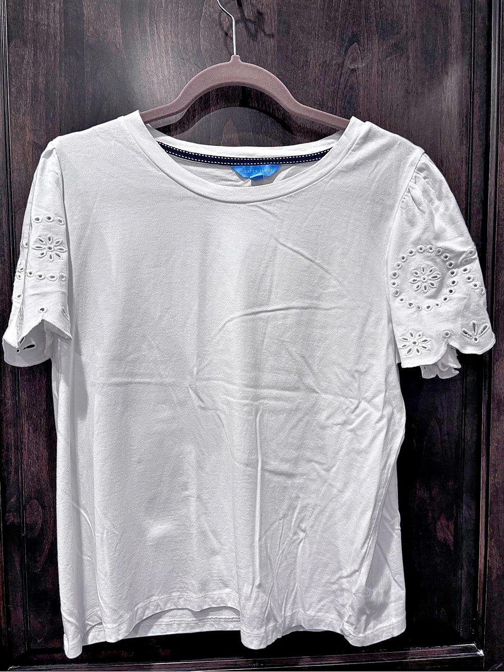 Draper James White Eyelet Short Sleeve Top Large Like New